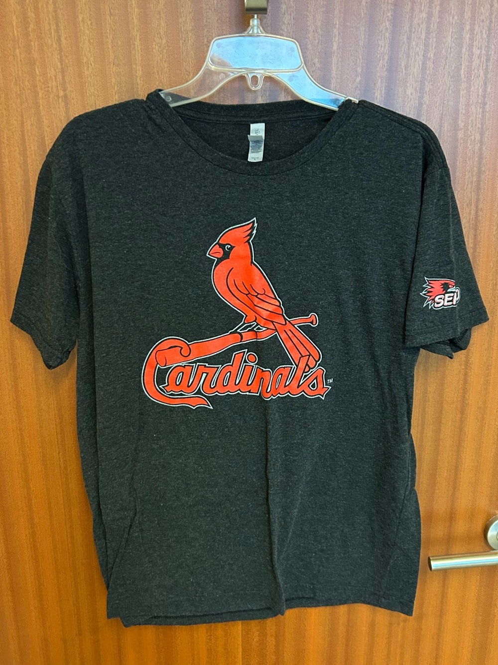 Next Level Apparel Black Short-Sleeve Tee with Red Cardinals Logo